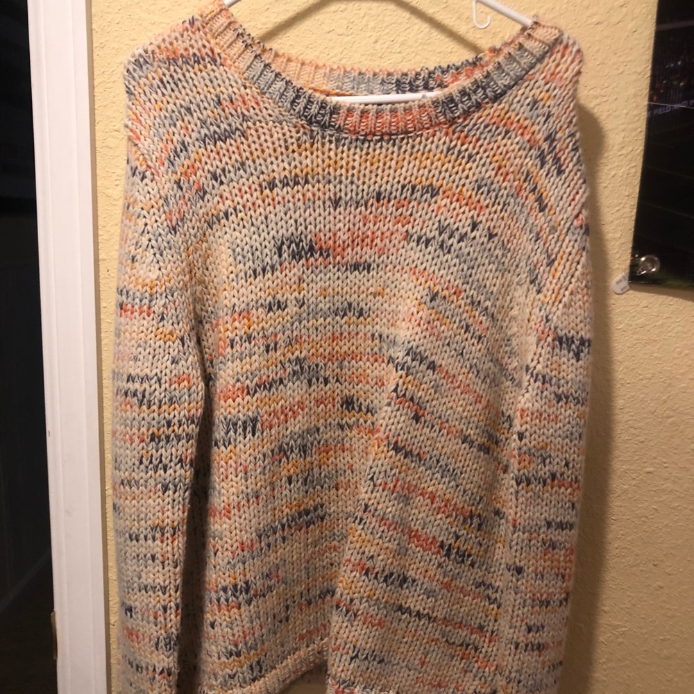 Cable knit multi-color sweater